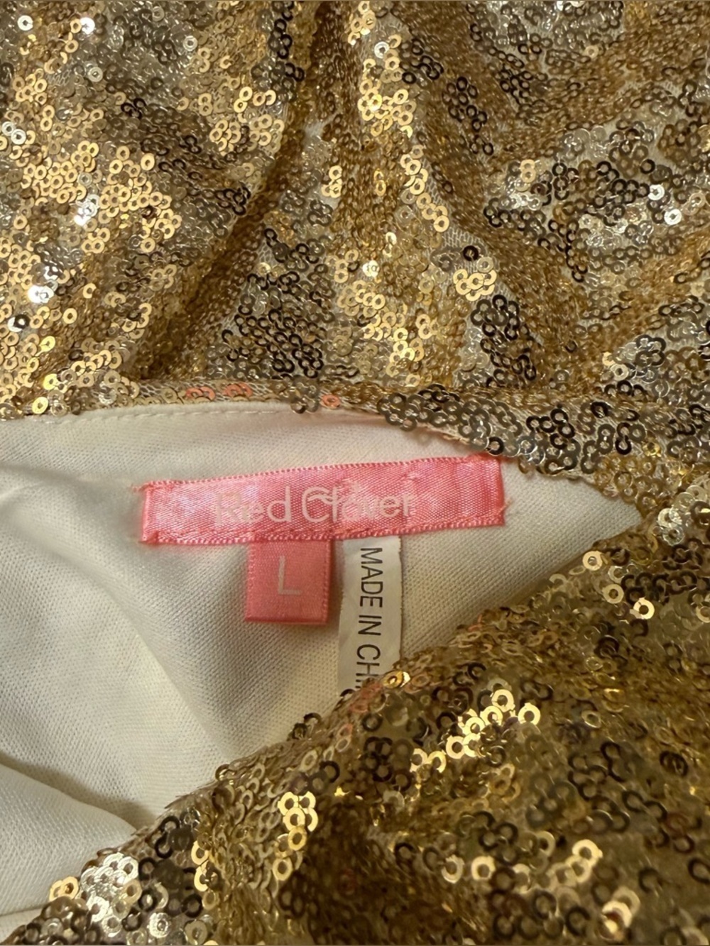 Like New Red Clover Dangerously in Love Gold Sequin Cocktail Mini Dress - Picture 5 of 7